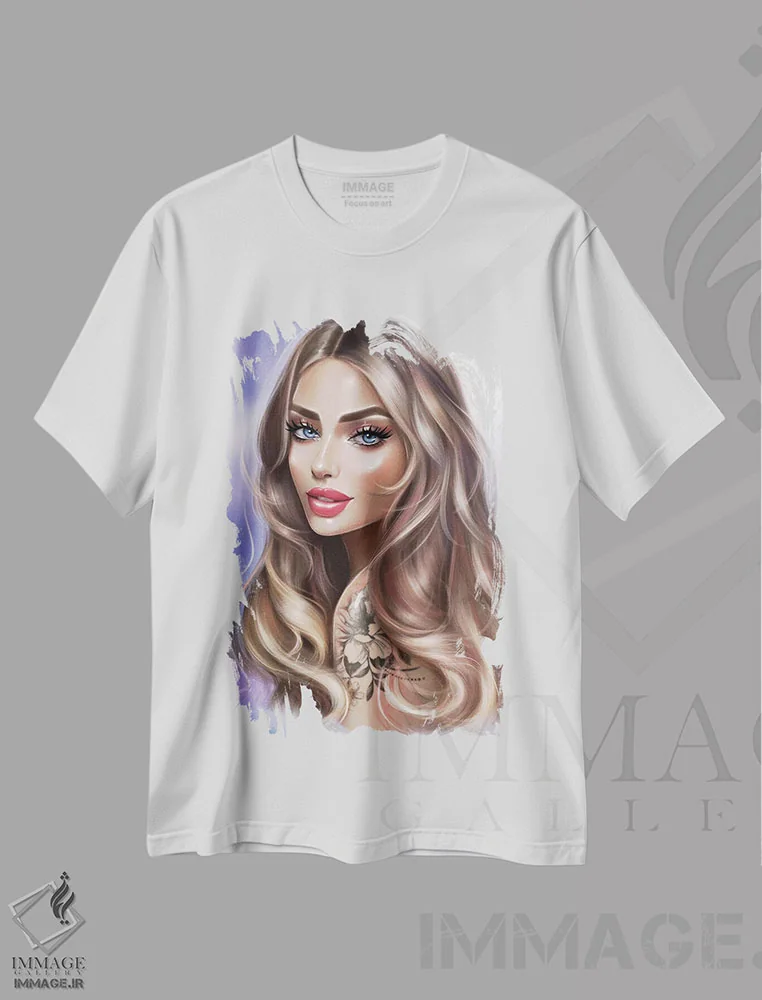 تیشرت سفید طرح دار پرتره ملایم، هنر دیجیتال اثر ارین فلیس | فروشگاه ایماژ