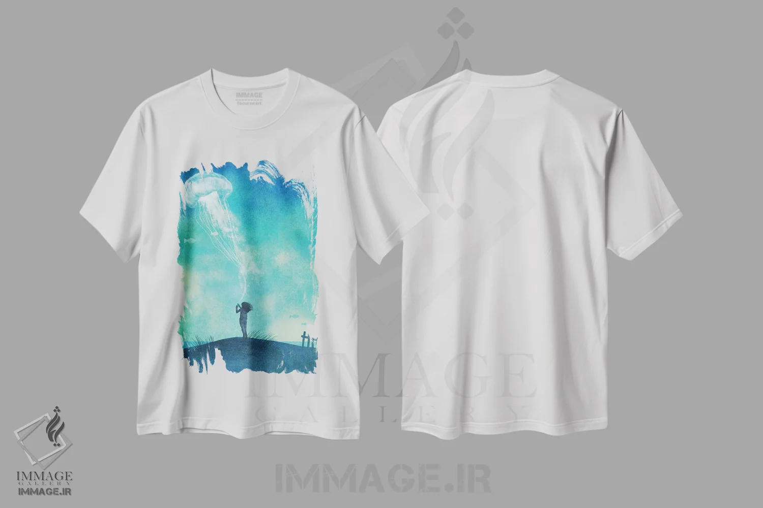 تیشرت سفید طرح دار آنچه دربارهٔ عروس دریایی باید دانست، هنر فاخر معاصر اثر اریک فن | فروشگاه ایماژ