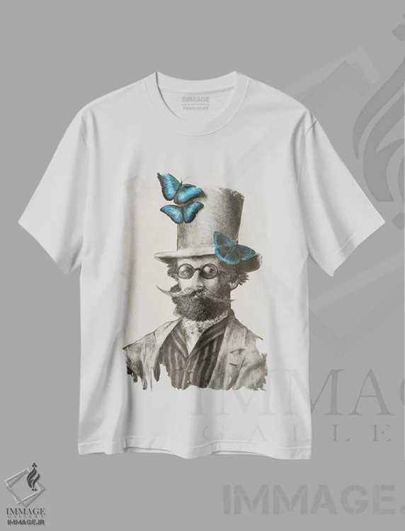 تیشرت سفید طرح دار دکتر پاپینجی، دست نقاشی و طراحی دستی اثر اریک فن | immage.ir