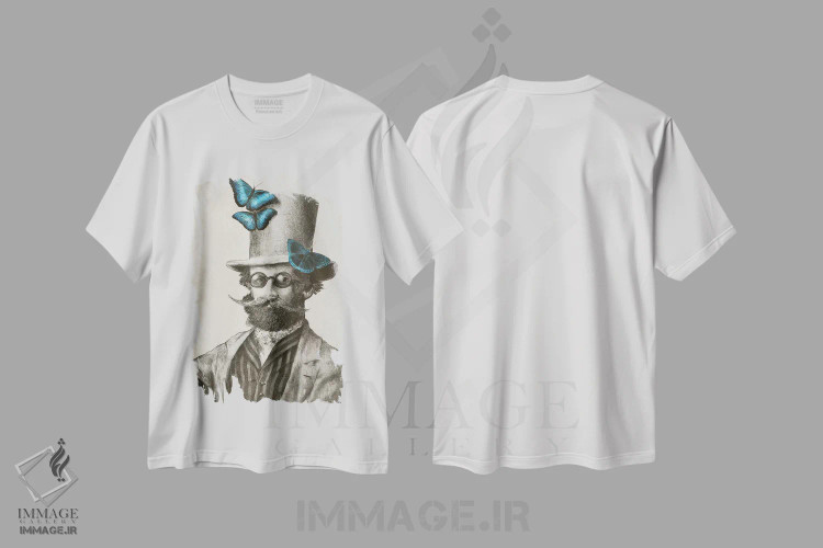 تیشرت سفید طرح دار دکتر پاپینجی، دست نقاشی و طراحی دستی اثر اریک فن | immage.ir