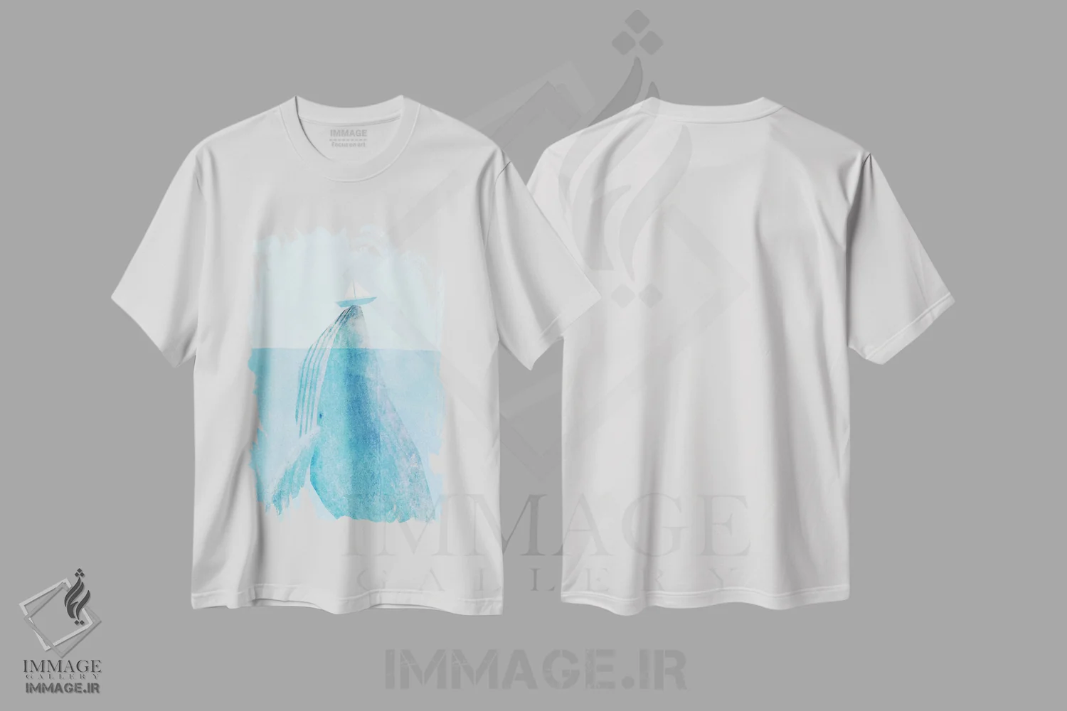 تیشرت سفید طرح دار بالا بَر، تزئینی اثر اریک فن | فروشگاه ایماژ