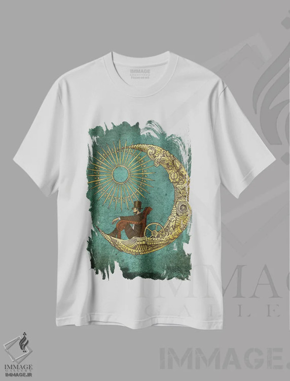 تیشرت سفید طرح دار سفر به ماه اثر اریک فن | immage.ir
