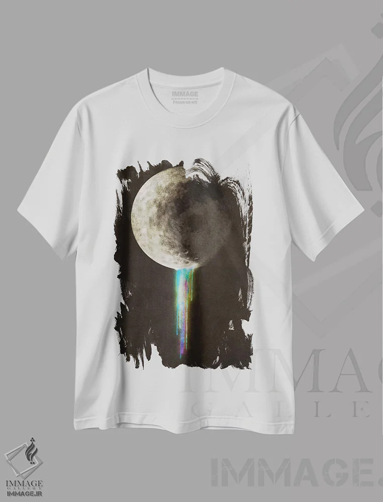 تیشرت سفید طرح دار پخش شدن رنگ، هنر فاخر معاصر اثر اریک فن | immage.ir