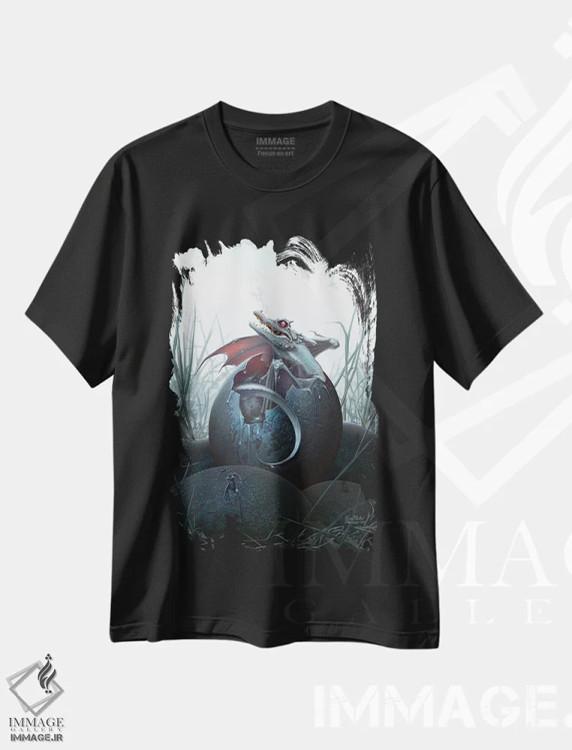 تیشرت مشکی طرح دار جوجه تازه از تخم درآمده، دکوراسیون جایگزین اثر اران فاولر | فروشگاه ایماژ