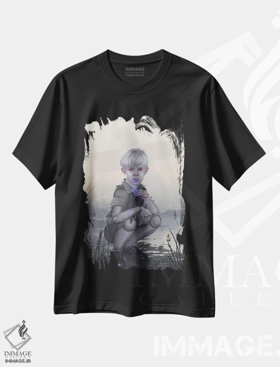 تیشرت مشکی طرح دار پسری واقعی، دکوراسیون جایگزین اثر اران فاولر | فروشگاه ایماژ