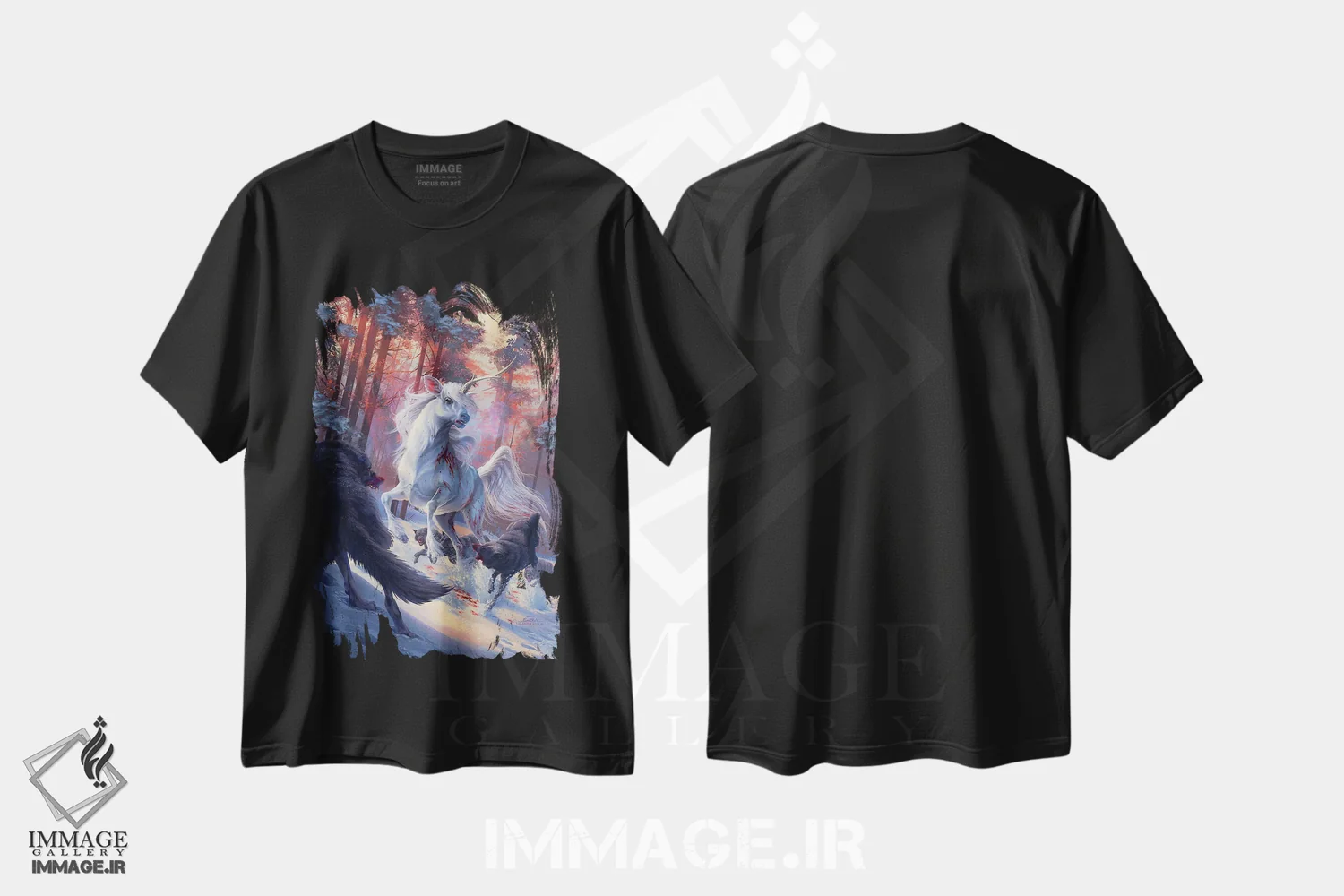 تیشرت مشکی طرح دار شکار، دکوراسیون جایگزین اثر اران فاولر | immage.ir