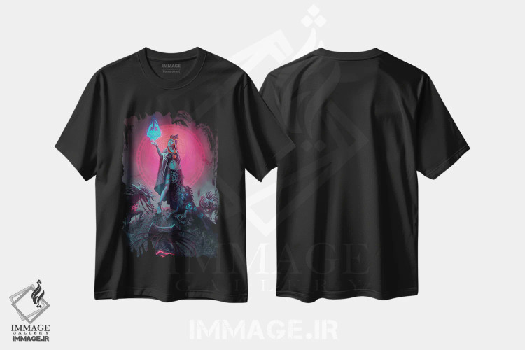 تیشرت مشکی طرح دار سایهٔ درهم تنیده، دکوراسیون جایگزین اثر اران فاولر | فروشگاه ایماژ