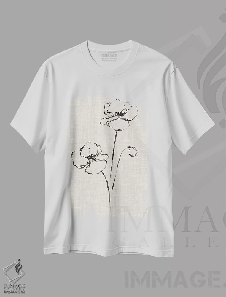 تیشرت سفید طرح دار مطالعه جوهر گل ها III، دکور معاصر اثر اتان هارپر | فروشگاه ایماژ