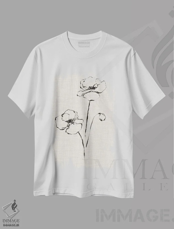 تیشرت سفید طرح دار مطالعه جوهر گل ها III، دکور معاصر اثر اتان هارپر | فروشگاه ایماژ