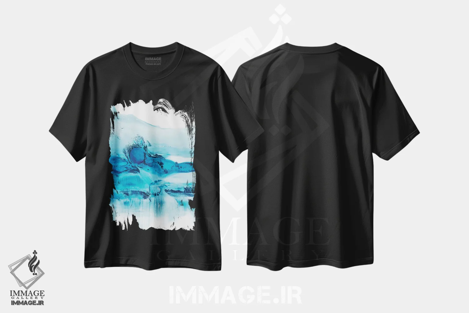 تیشرت مشکی طرح دار جریان های آبی II اثر اتان هارپر | immage.ir