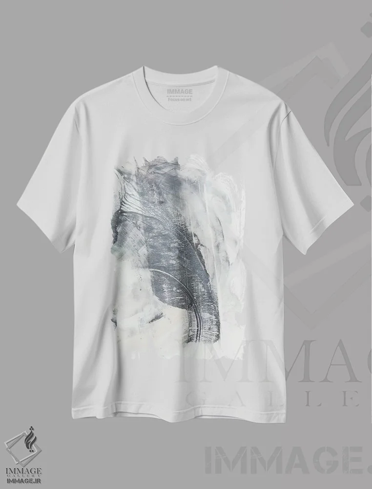 تیشرت سفید طرح دار خاکستری مرمری II، آبستره اثر اتان هارپر | فروشگاه ایماژ