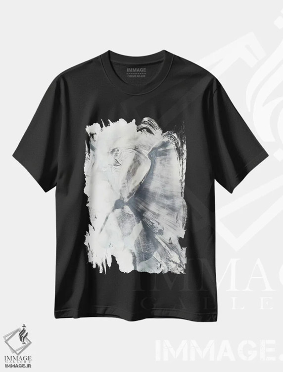 تیشرت مشکی طرح دار خاکستری مرمری I، آبستره اثر اتان هارپر | فروشگاه ایماژ