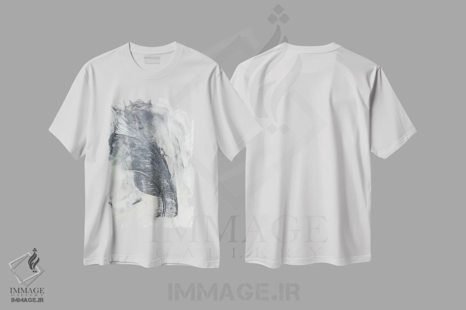 تیشرت سفید طرح دار خاکستری مرمری II، آبستره اثر اتان هارپر | فروشگاه ایماژ