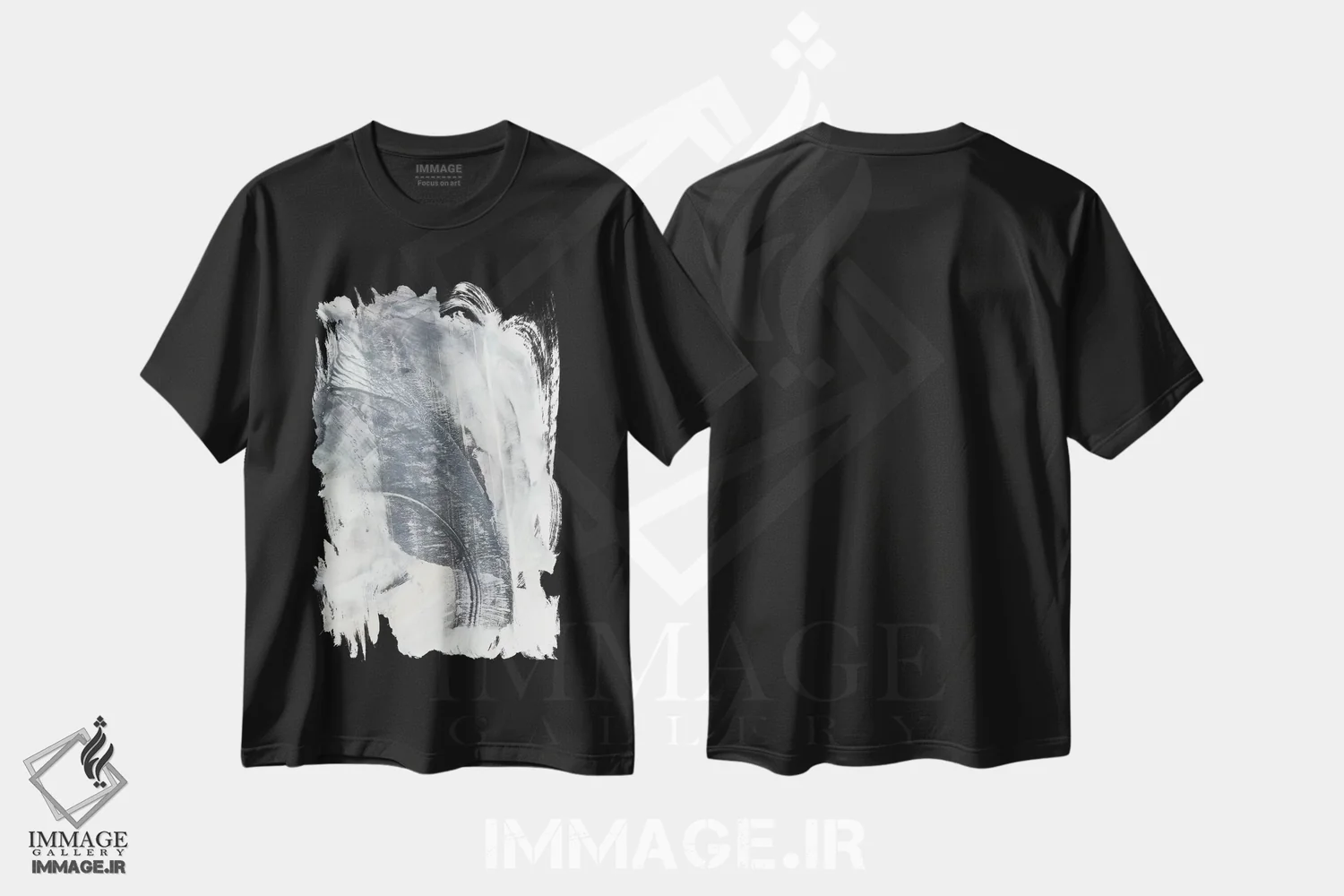 تیشرت مشکی طرح دار خاکستری مرمری II، آبستره اثر اتان هارپر | immage.ir