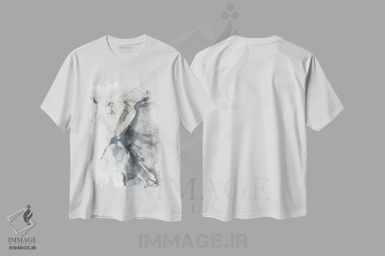 تیشرت سفید طرح دار خاکستری مرمری I، آبستره اثر اتان هارپر | immage.ir