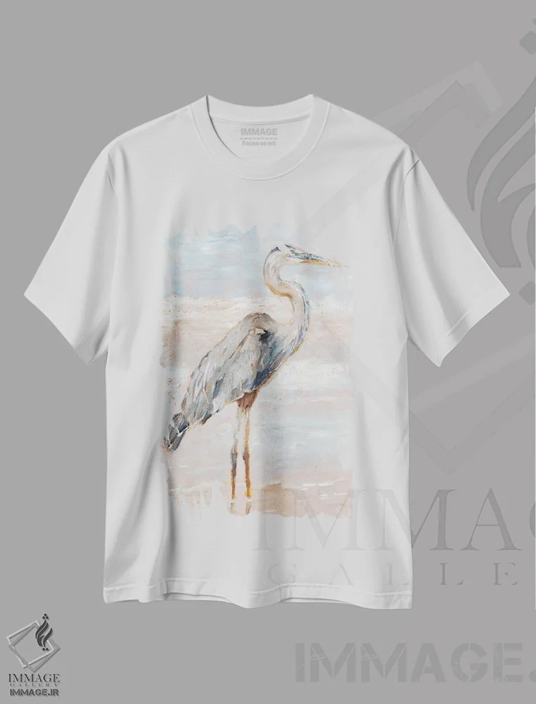 تیشرت سفید طرح دار حواصیل ساحلی I، دکور ساحلی اثر اتان هارپر | immage.ir
