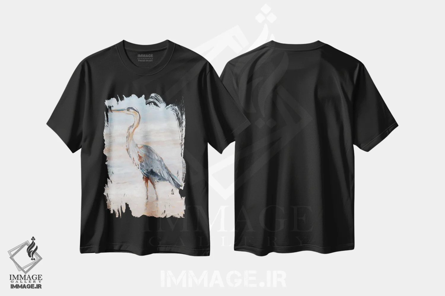 تیشرت مشکی طرح دار حواصیل ساحلی II، دکور ساحلی اثر اتان هارپر | immage.ir
