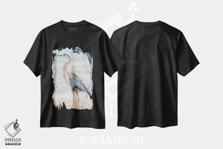 تیشرت مشکی طرح دار حواصیل ساحلی II، دکور ساحلی اثر اتان هارپر | immage.ir