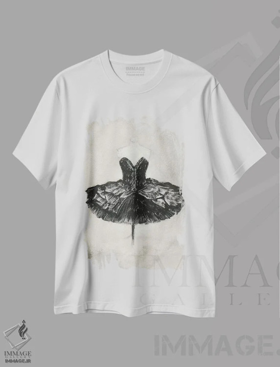 تیشرت سفید طرح دار لباس باله سیاه I، تزئینی اثر اتان هارپر | immage.ir