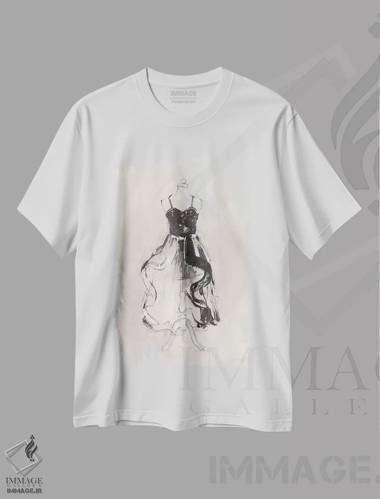 تیشرت سفید طرح دار پیراهن شب سیاه II، تزئینی اثر اتان هارپر | immage.ir