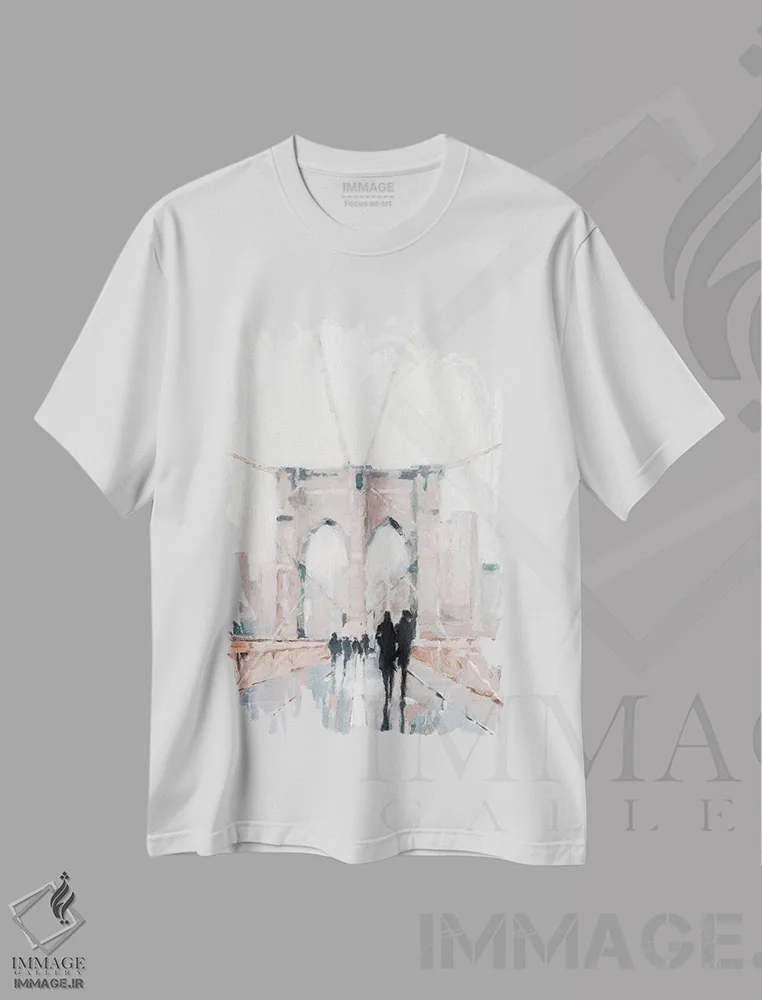 تیشرت سفید طرح دار پیاده روی صبحگاهی I، دکور معاصر اثر اتان هارپر | فروشگاه ایماژ