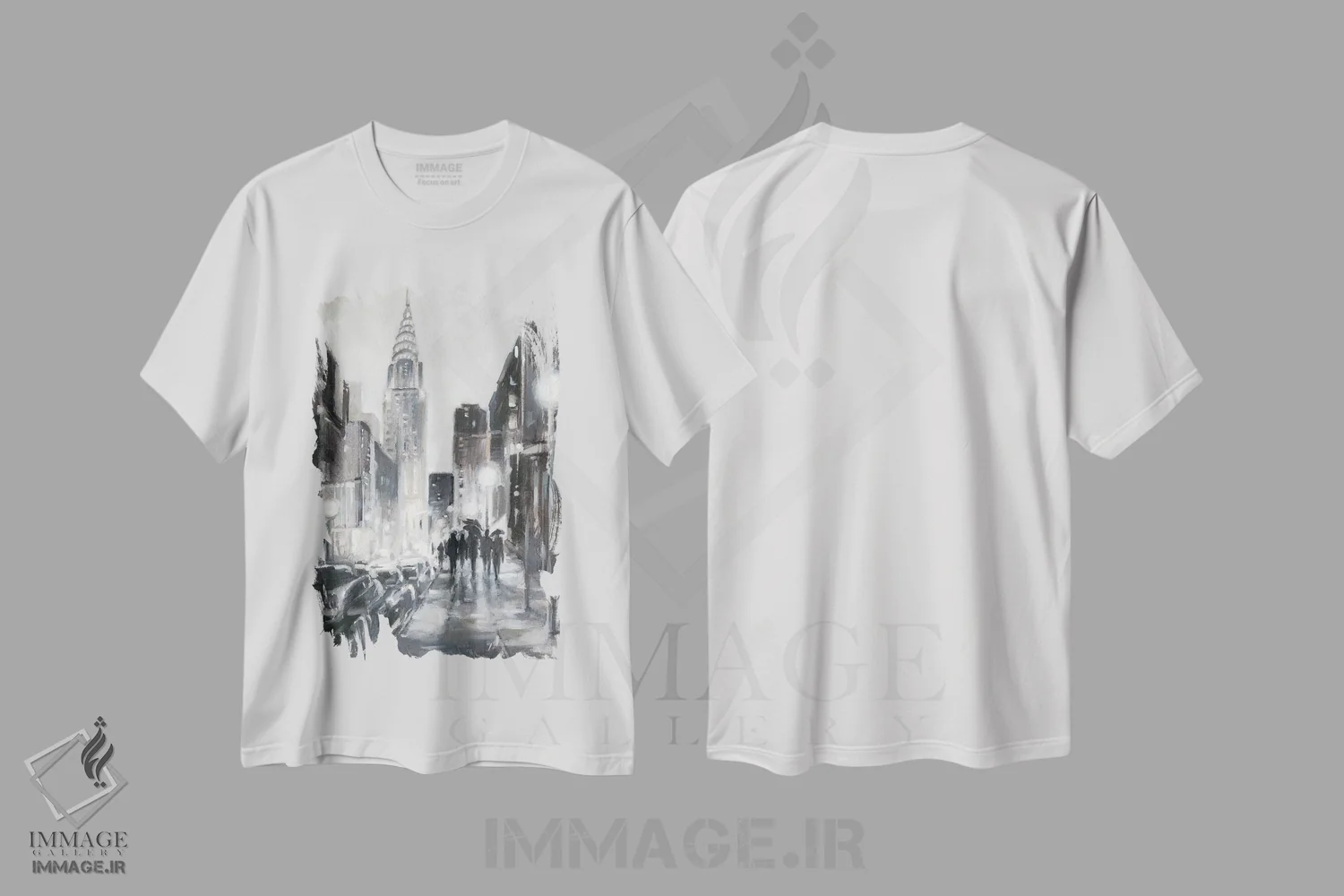 تیشرت سفید طرح دار خیابان های نورپردازی شده II، تزئینی اثر اتان هارپر | فروشگاه ایماژ