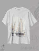 تیشرت سفید طرح دار قایق های بادبانی فضای باز I، تزئینی اثر اتان هارپر | immage.ir