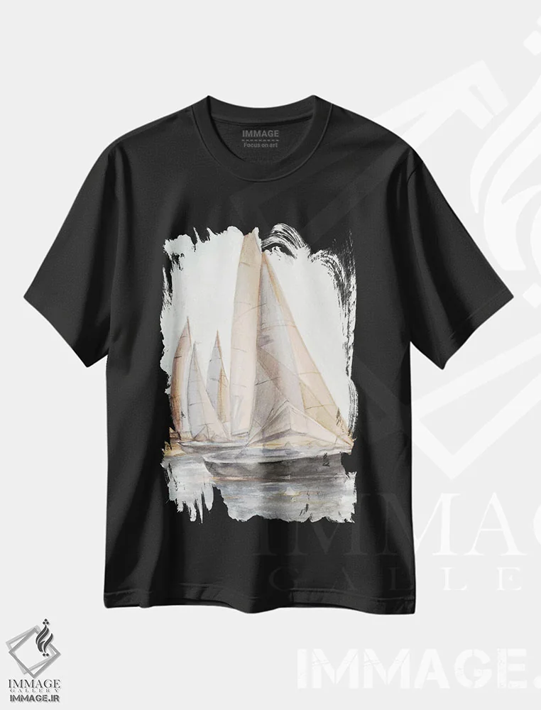 تیشرت مشکی طرح دار قایق های بادبانی فضای باز II، تزئینی اثر اتان هارپر | immage.ir