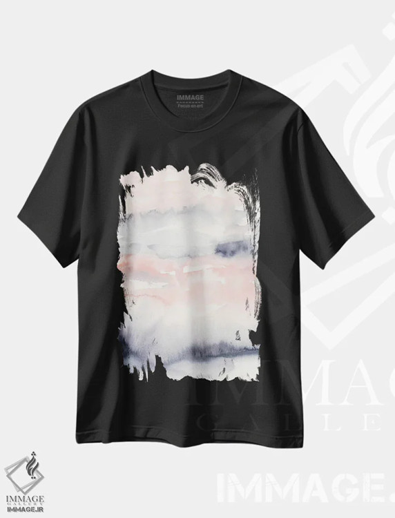 تیشرت مشکی طرح دار بنفش و صورتی ملایم I، آبستره اثر اتان هارپر | فروشگاه ایماژ