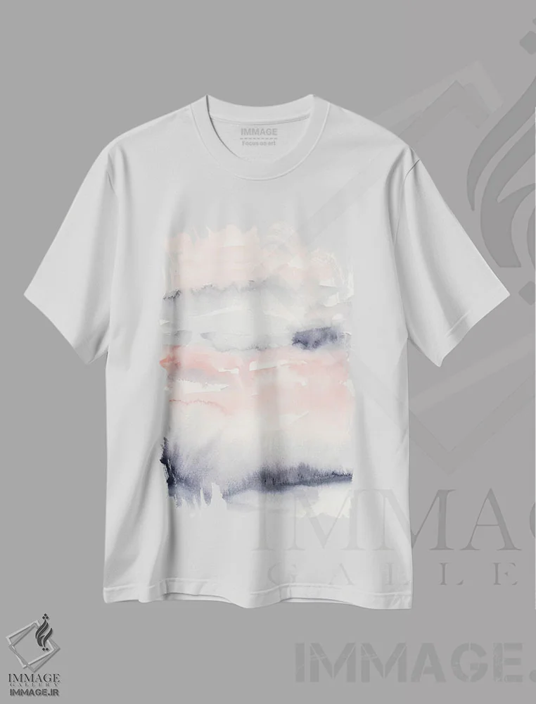 تیشرت سفید طرح دار بنفش و صورتی ملایم I، آبستره اثر اتان هارپر | immage.ir