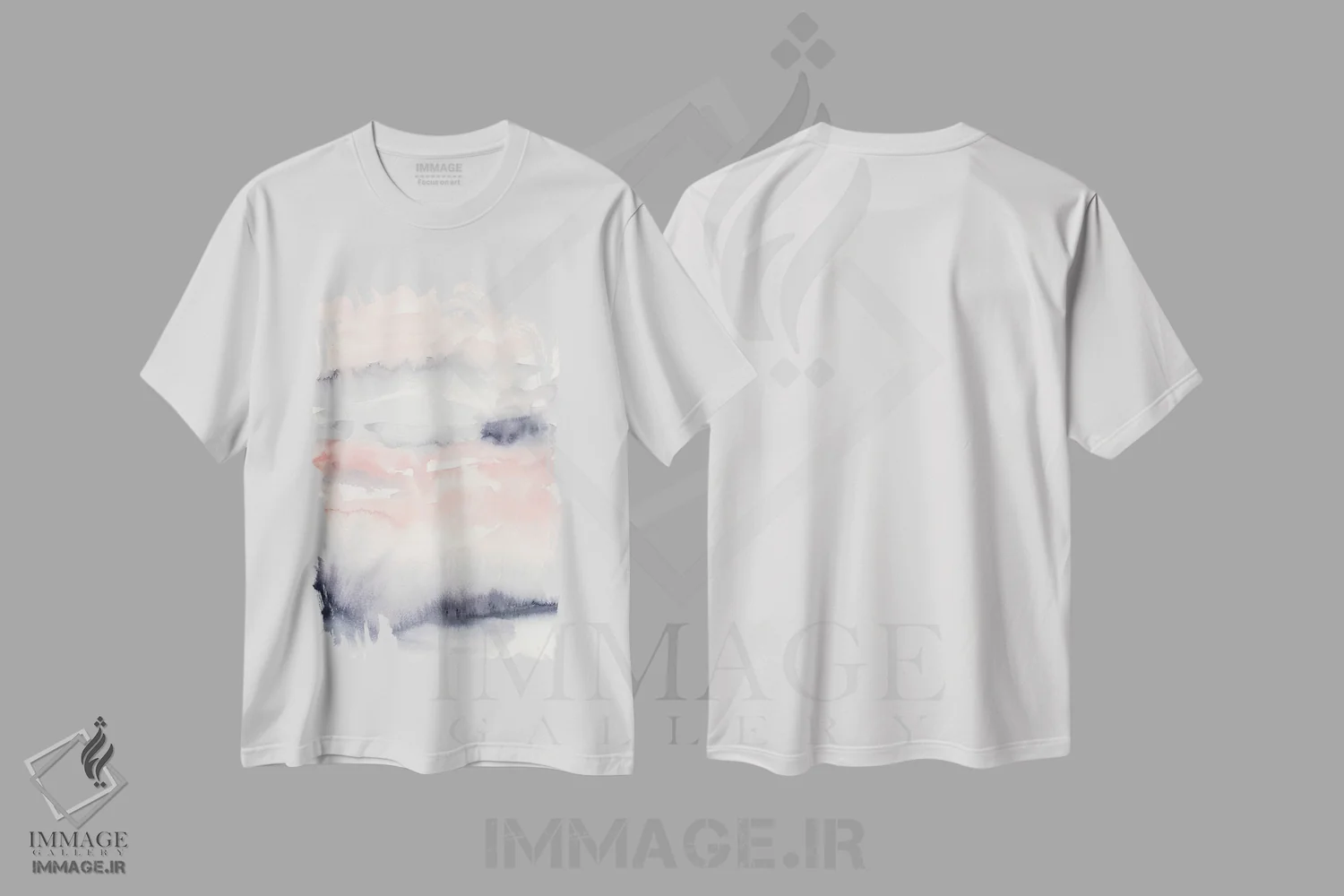 تیشرت سفید طرح دار بنفش و صورتی ملایم I، آبستره اثر اتان هارپر | immage.ir