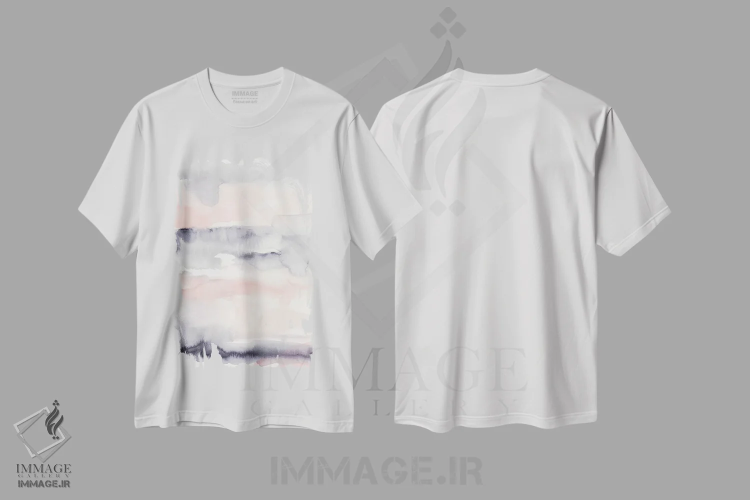 تیشرت سفید طرح دار بنفش و صورتی ملایم II، آبستره اثر اتان هارپر | فروشگاه ایماژ