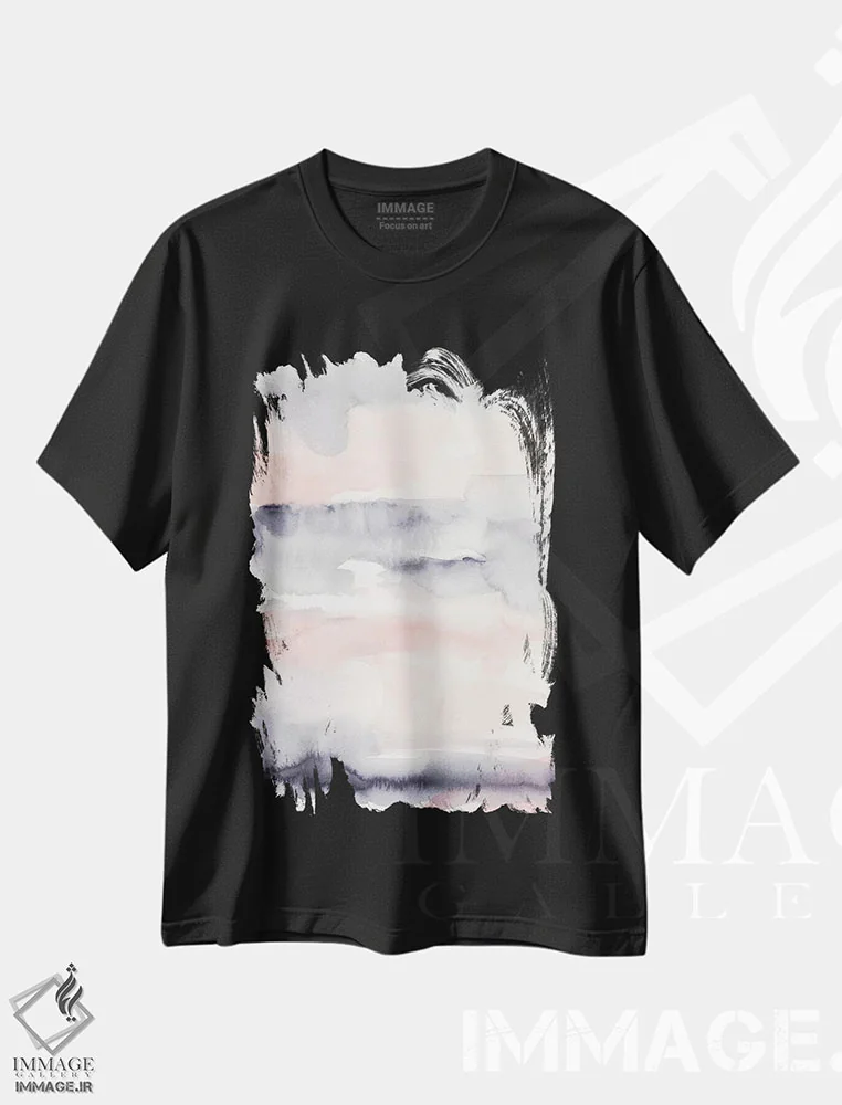 تیشرت مشکی طرح دار بنفش و صورتی ملایم II، آبستره اثر اتان هارپر | immage.ir