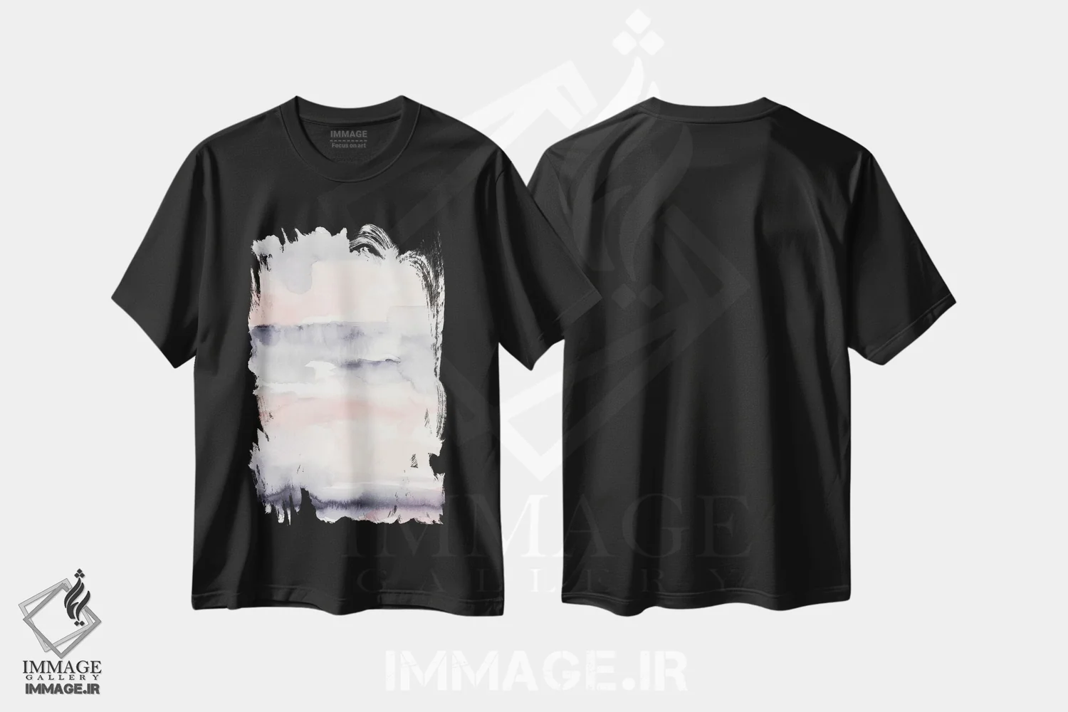 تیشرت مشکی طرح دار بنفش و صورتی ملایم II، آبستره اثر اتان هارپر | immage.ir