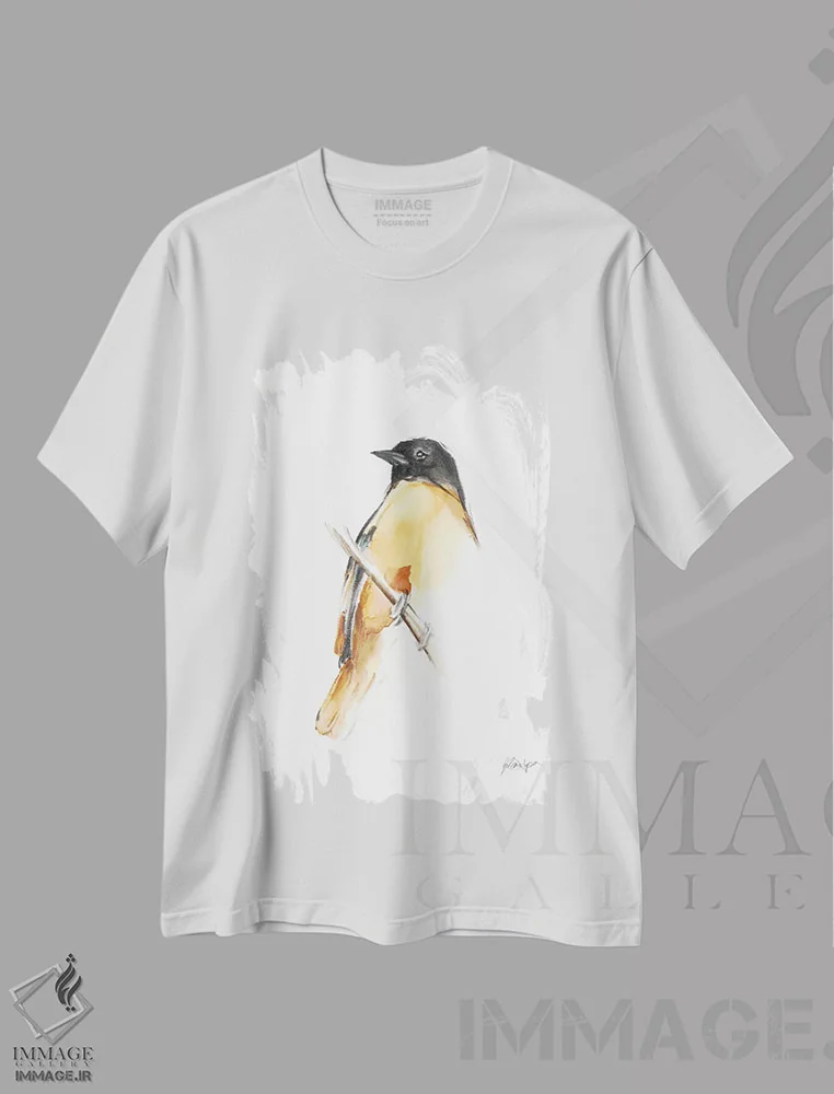 تیشرت سفید طرح دار مرغان آوازخوان آبرنگی VI، تزئینی اثر اتان هارپر | فروشگاه ایماژ