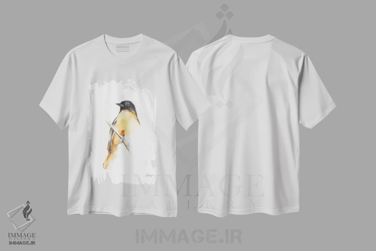 تیشرت سفید طرح دار مرغان آوازخوان آبرنگی VI، تزئینی اثر اتان هارپر | فروشگاه ایماژ