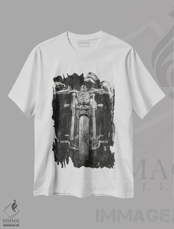 تیشرت سفید طرح دار اسب فولادی I، هنر تزئینی سیاه و سفید اثر اتان هارپر | immage.ir