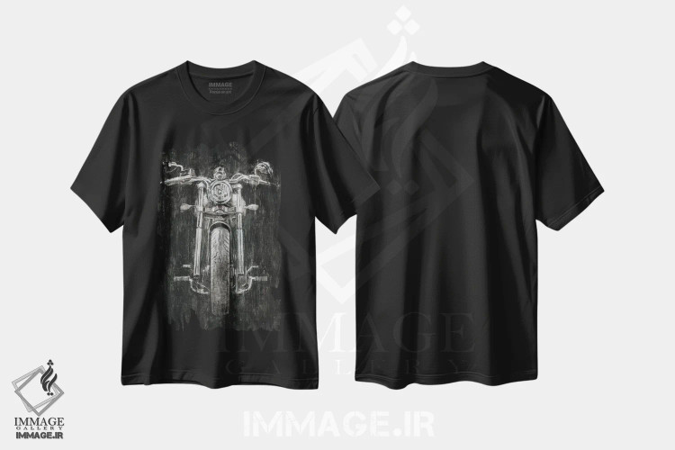تیشرت مشکی طرح دار اسب فولادی I، هنر تزئینی سیاه و سفید اثر اتان هارپر | فروشگاه ایماژ