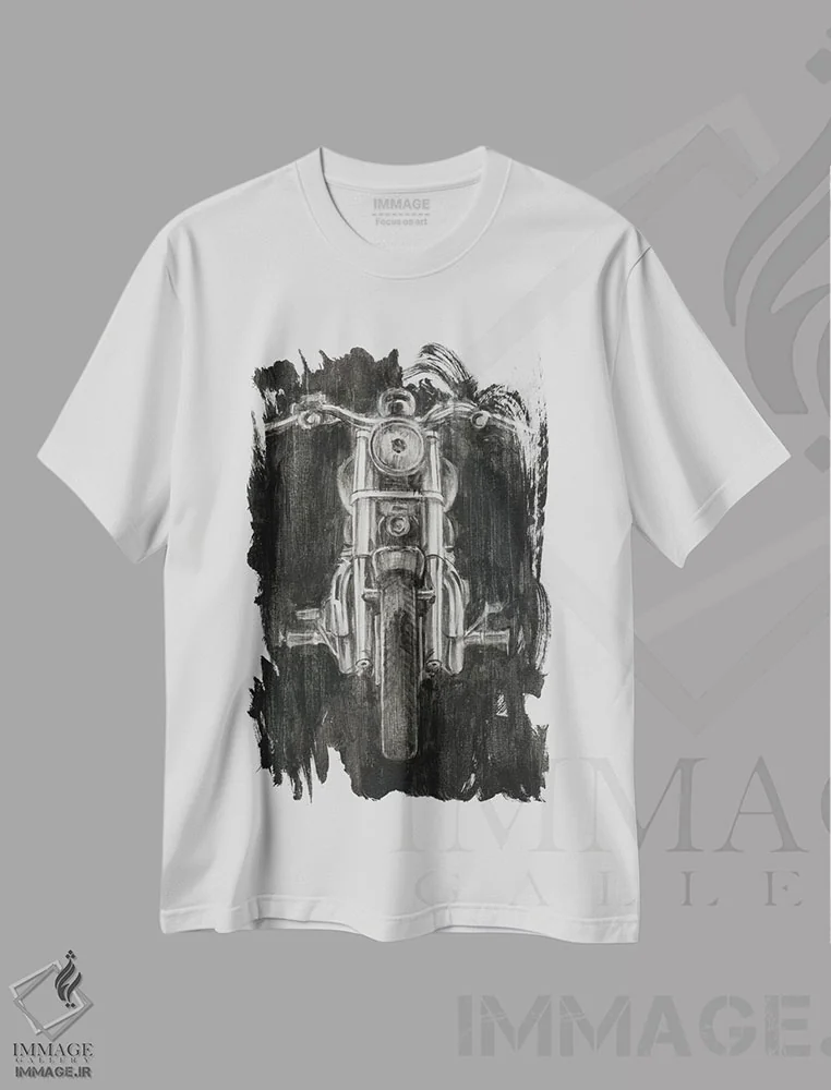 تیشرت سفید طرح دار اسب فولادی II، هنر تزئینی سیاه و سفید اثر اتان هارپر | immage.ir