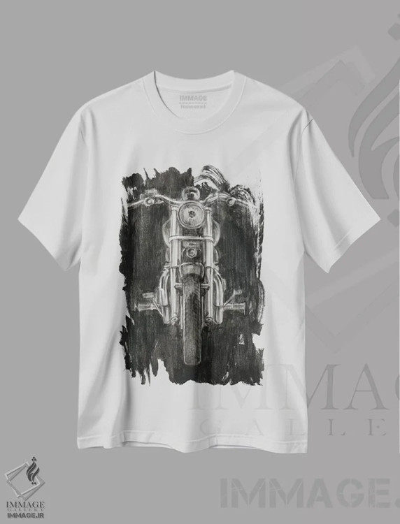 تیشرت سفید طرح دار اسب فولادی II، هنر تزئینی سیاه و سفید اثر اتان هارپر | immage.ir