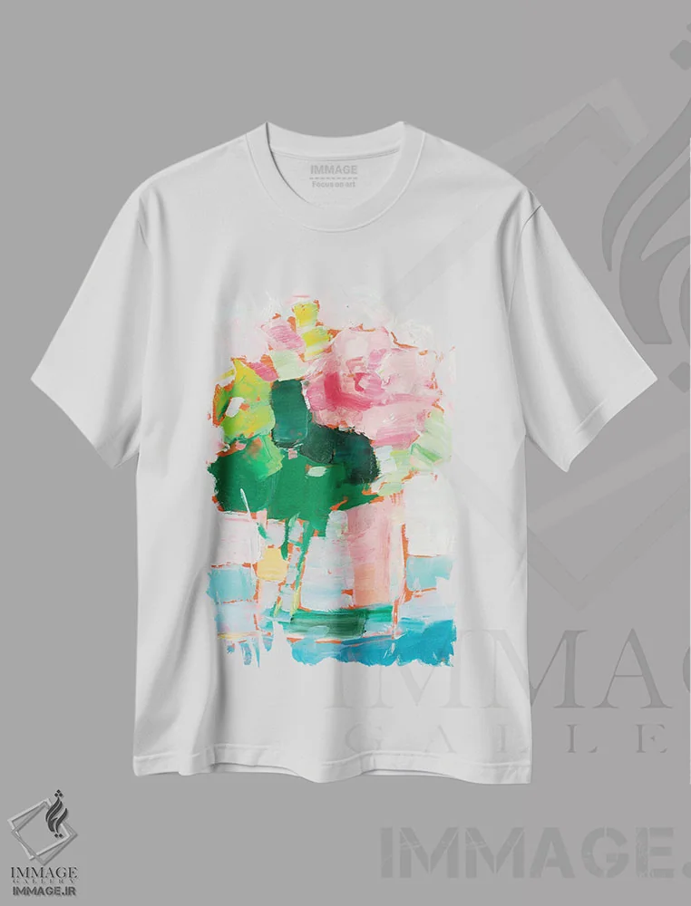 تیشرت سفید طرح دار گل های چیده I، دکور معاصر اثر اتان هارپر | فروشگاه ایماژ