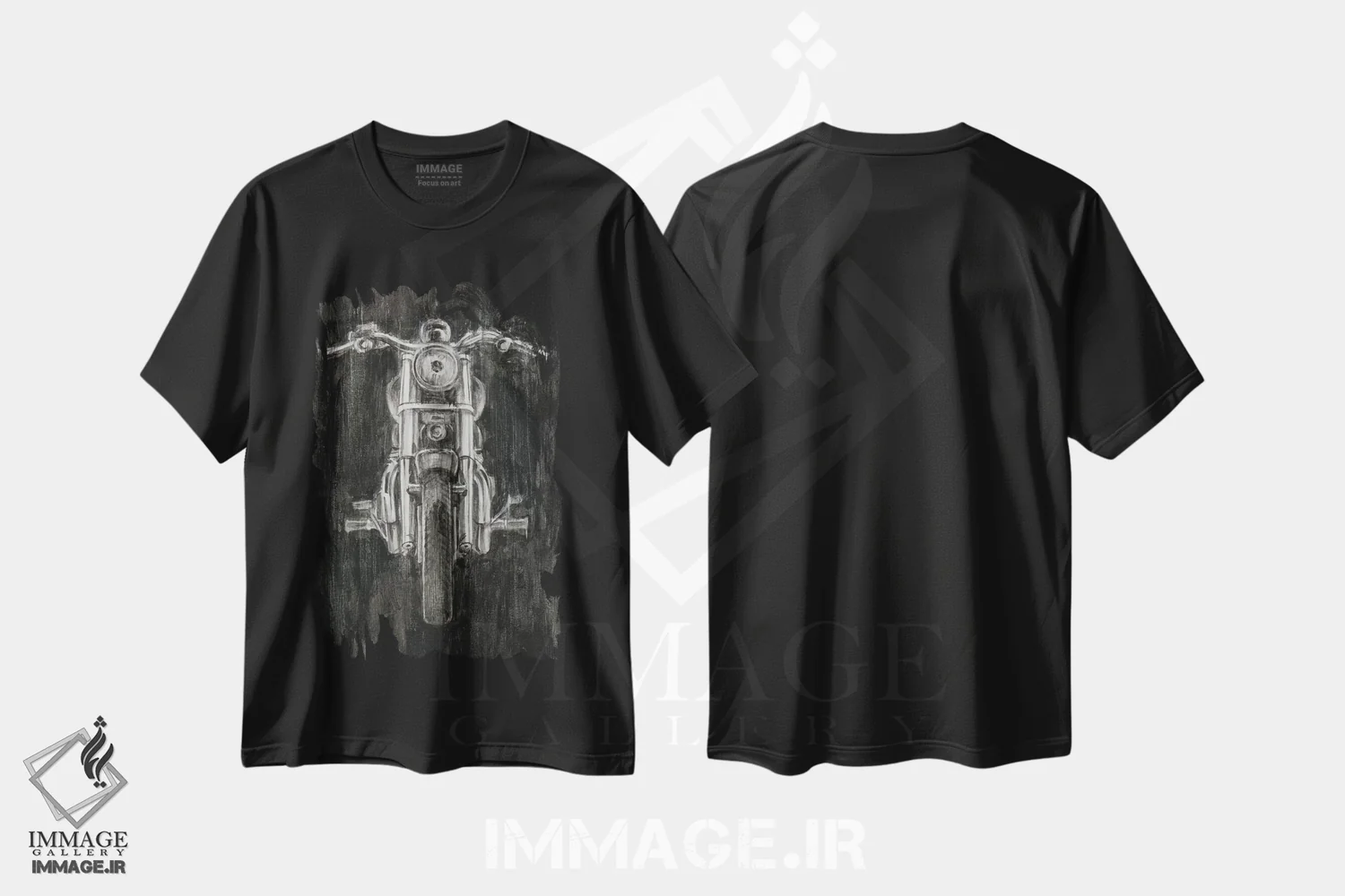 تیشرت مشکی طرح دار اسب فولادی II، هنر تزئینی سیاه و سفید اثر اتان هارپر | فروشگاه ایماژ