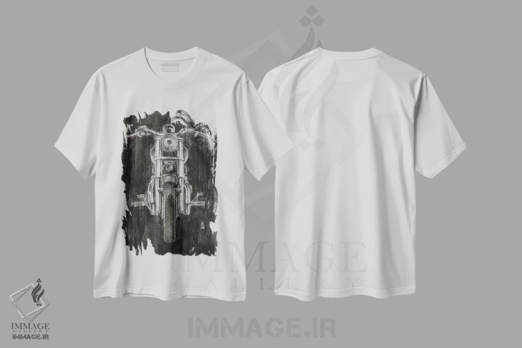 تیشرت سفید طرح دار اسب فولادی II، هنر تزئینی سیاه و سفید اثر اتان هارپر | immage.ir