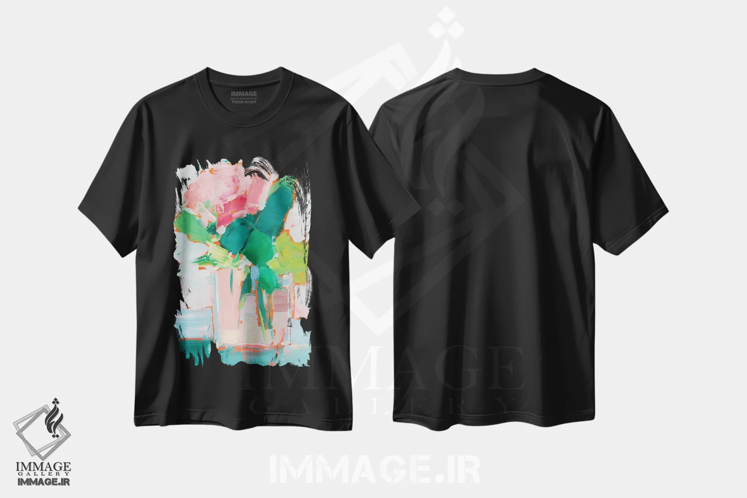 تیشرت مشکی طرح دار گل های چیده II، دکور معاصر اثر اتان هارپر | فروشگاه ایماژ