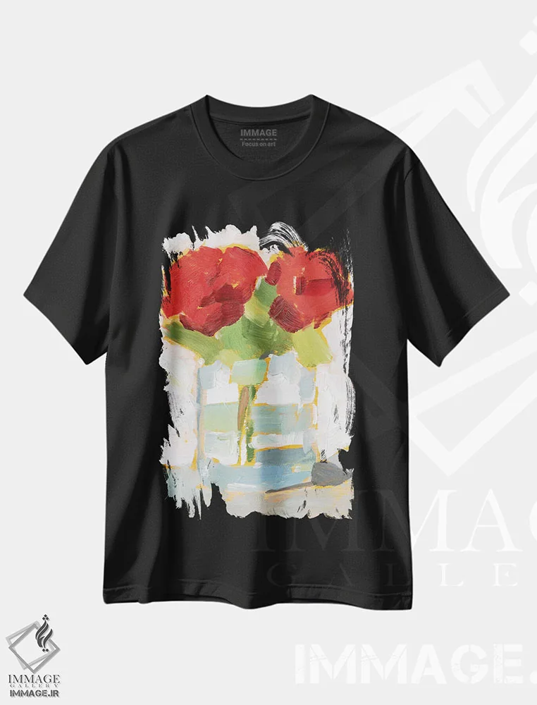تیشرت مشکی طرح دار رزهای چیده شده I، دکور معاصر اثر اتان هارپر | immage.ir