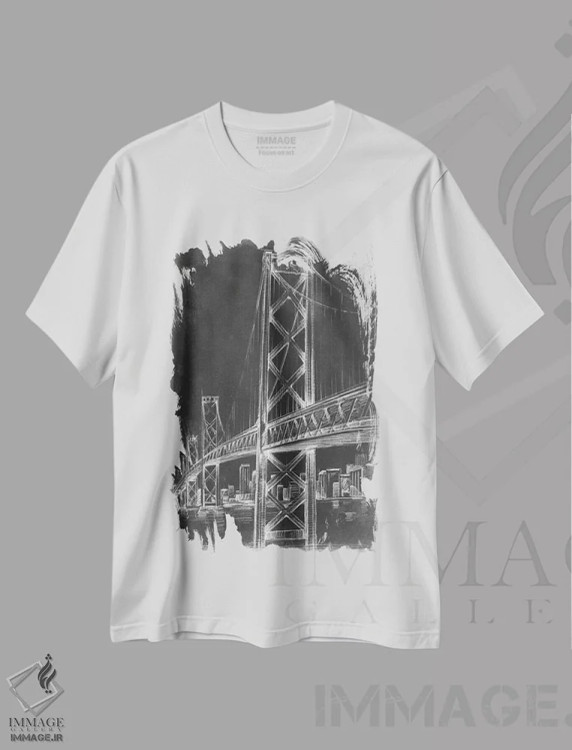 تیشرت سفید طرح دار نقشه پل معلق II، تزئینی اثر اتان هارپر | فروشگاه ایماژ