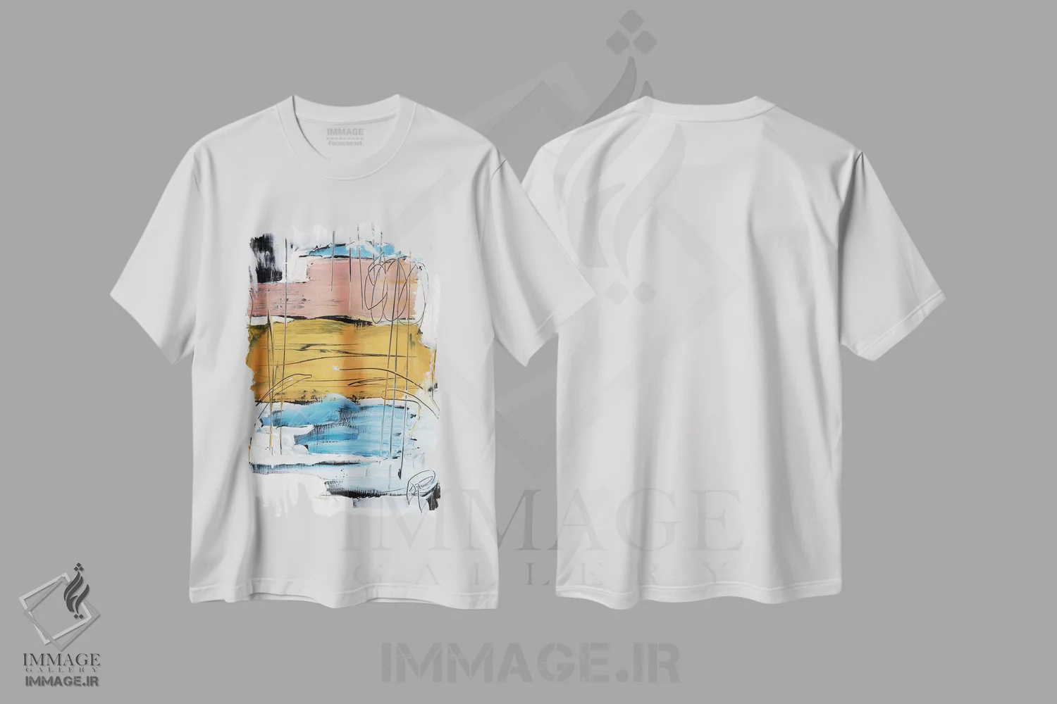 تیشرت سفید طرح دار روی هم چیده شده I اثر اتان هارپر | immage.ir