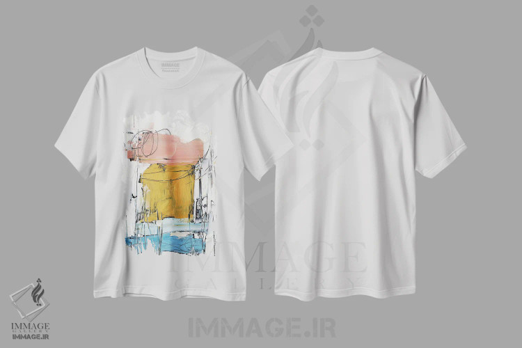 تیشرت سفید طرح دار روی هم چیده شده II اثر اتان هارپر | فروشگاه ایماژ