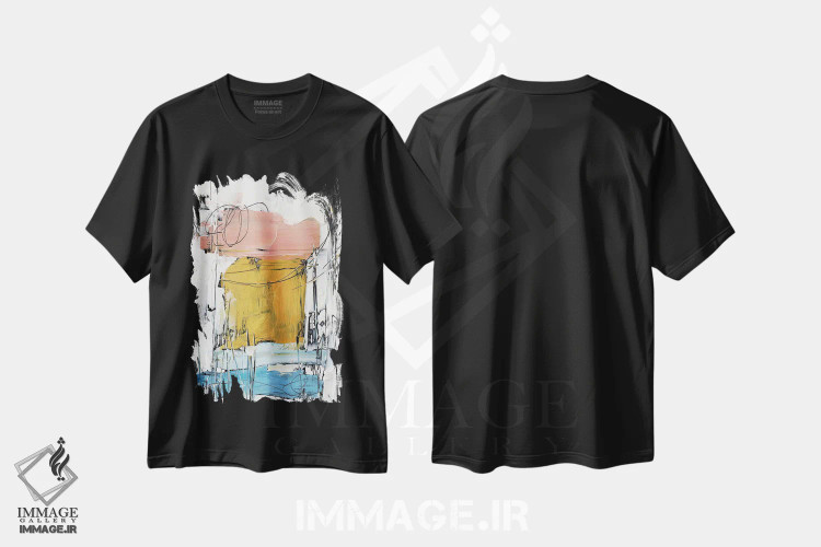 تیشرت مشکی طرح دار روی هم چیده شده II اثر اتان هارپر | immage.ir