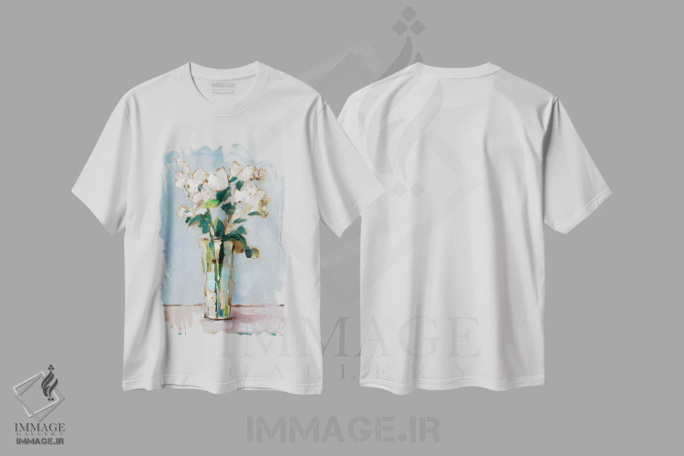 تیشرت سفید طرح دار چیدمان گل سفید I، تزئینی اثر اتان هارپر | immage.ir